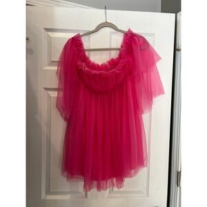 Peony Pastels Mini Dress Hot Pink Tulle Nylon Barbiecore Fairycore Coquette